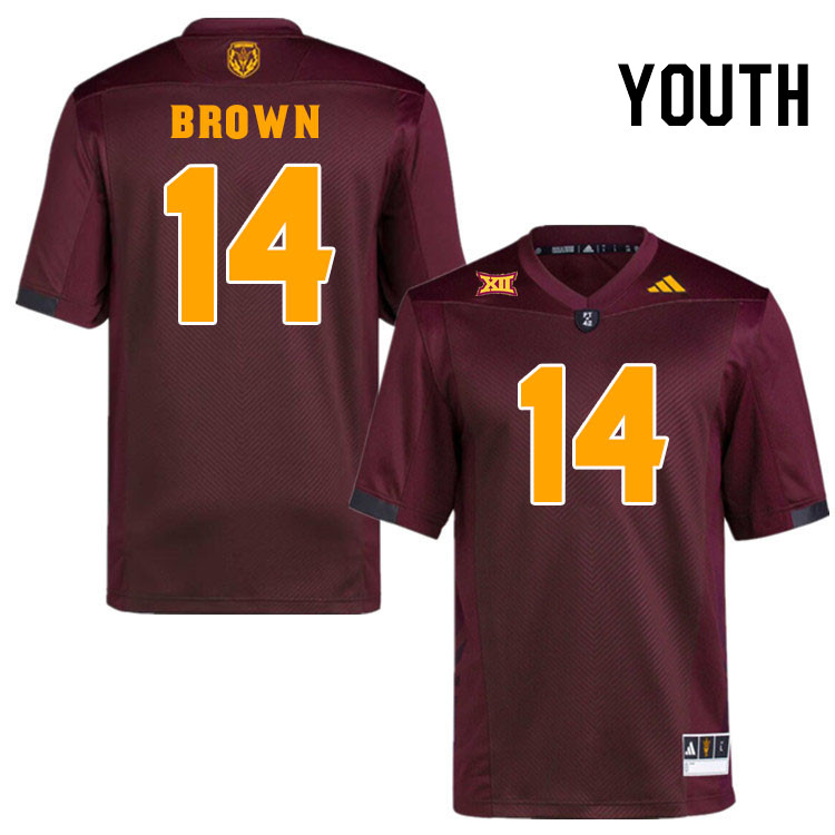 Men #14 Kyson Brown Arizona State Sun Devils College Football Jerseys Stitched-Maroon